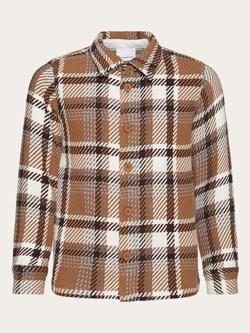 KnowledgeCotton Apparel - YOUNG Checked overshirt - GOTS/Vegan Overshirts 7026 Brown check
