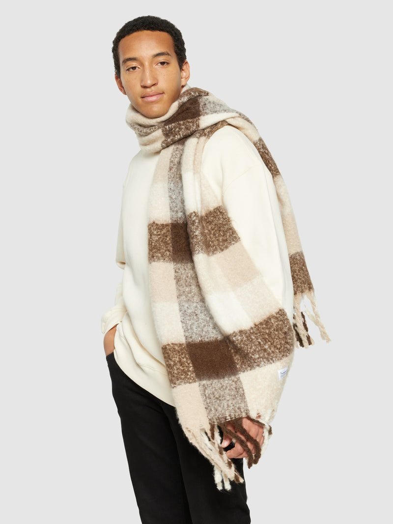 KnowledgeCotton Apparel - UNI Scarf - GRS/Vegan Scarfs 7007 Brown check