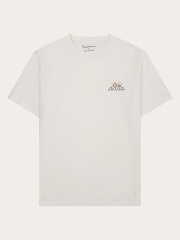 KnowledgeCotton Apparel - MEN Chest print t-shirt T-shirts 1387 Egret