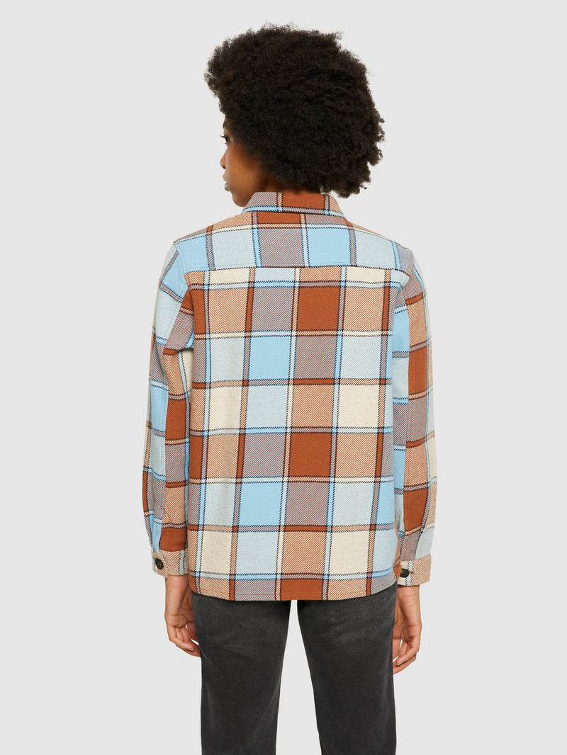 KnowledgeCotton Apparel - WMN Classic checked overshirt - GOTS/Vegan Overshirts 7030 Beige check