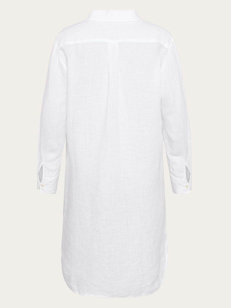 KnowledgeCotton Apparel - WMN Classic linen dress Dresses 1010 Bright White