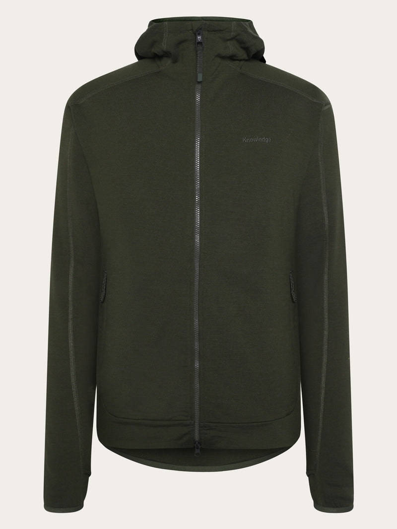 KnowledgeCotton Apparel - MEN Cleaver Wool 320 Fleece hoodie - RWS Fleeces 1090 Forrest Night
