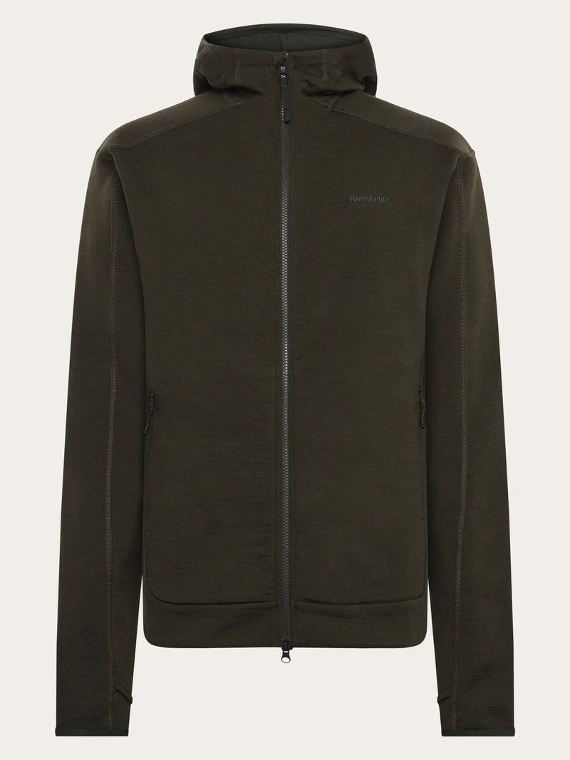 KnowledgeCotton Apparel - MEN Cleaver Wool 320 Fleece hoodie - RWS Fleeces 1090 Forrest Night