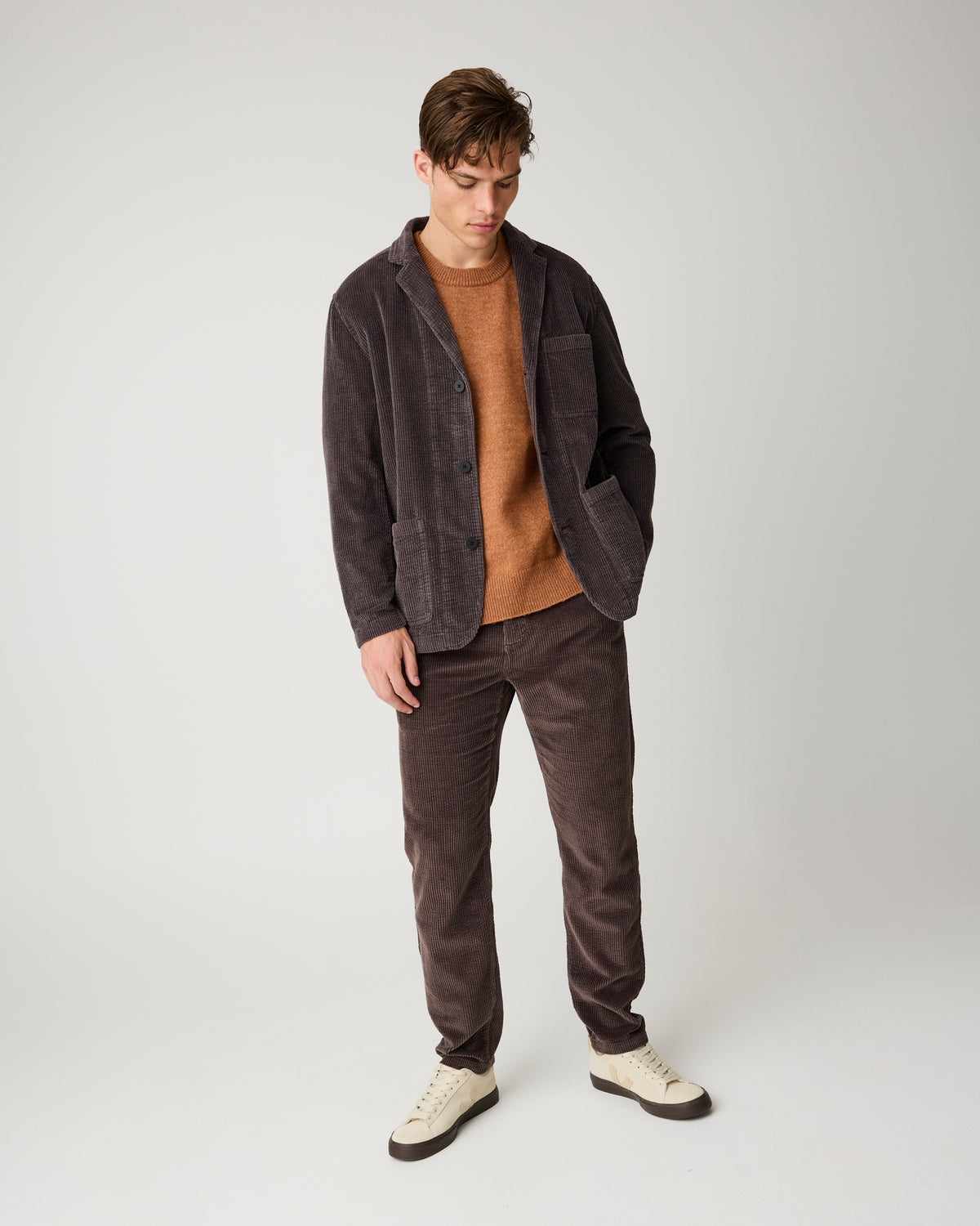 KnowledgeCotton Apparel - MEN Corduroy blazer Overshirts 1487 Chocolate Torte
