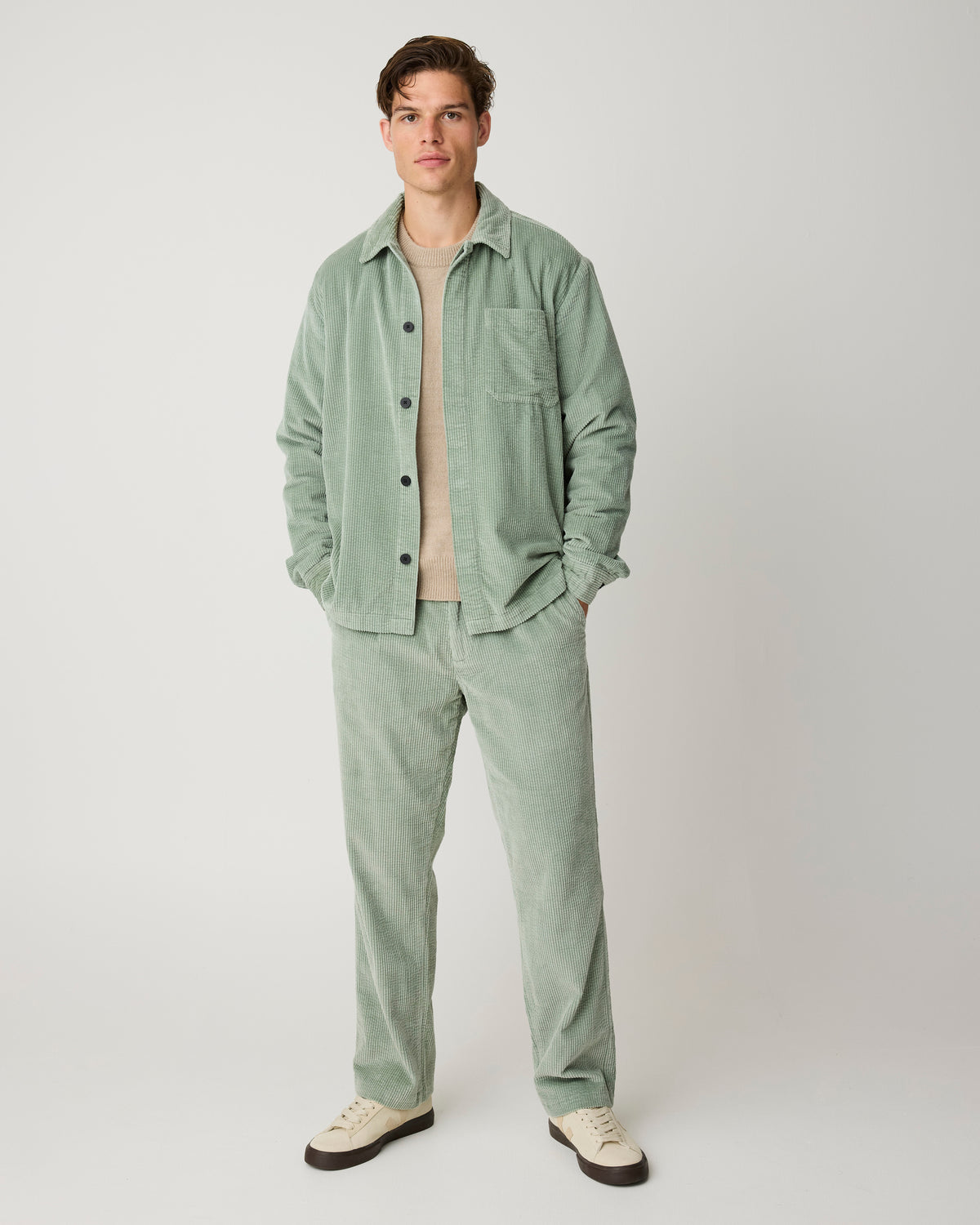 KnowledgeCotton Apparel - MEN Corduroy overshirt Overshirts 1396 Lily Pad