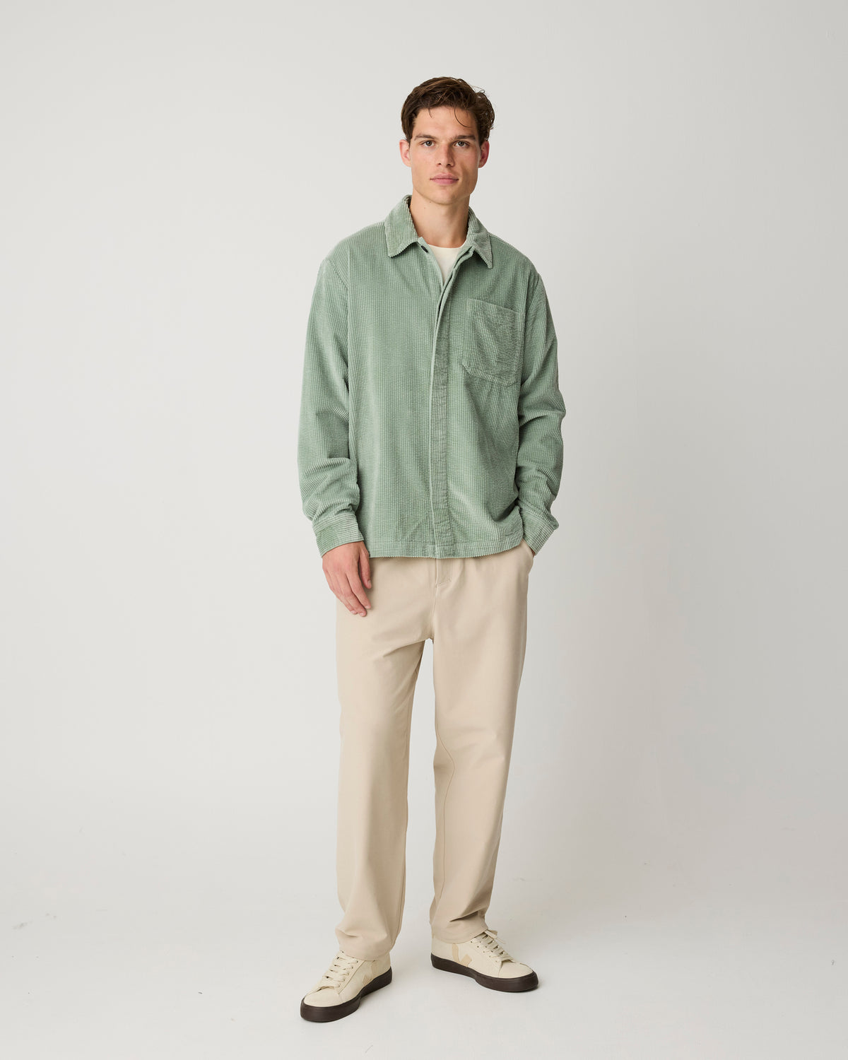 KnowledgeCotton Apparel - MEN Corduroy overshirt Overshirts 1396 Lily Pad