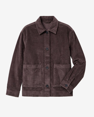 KnowledgeCotton Apparel - WMN Corduroy overshirt Overshirts 1487 Chocolate Torte
