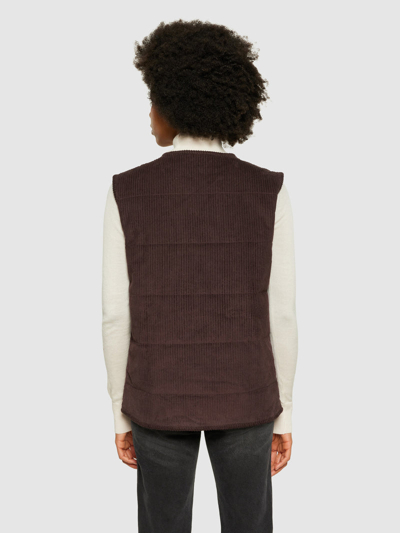 KnowledgeCotton Apparel - WMN Corduroy overshirt Vests 1394 Chocolate Plum