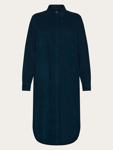 KnowledgeCotton Apparel - WMN Corduroy shirt dress Dresses 1001 Total Eclipse