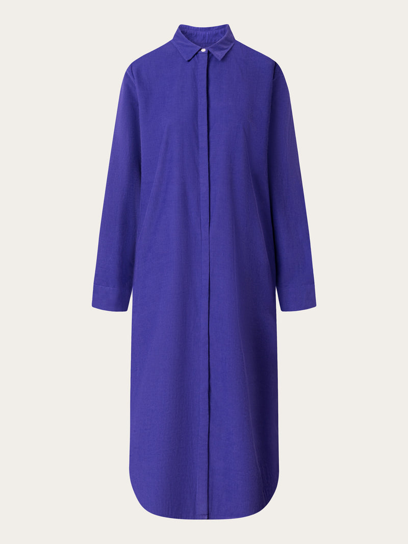 KnowledgeCotton Apparel - WMN Corduroy shirt dress Dresses 1416 Deep Purple