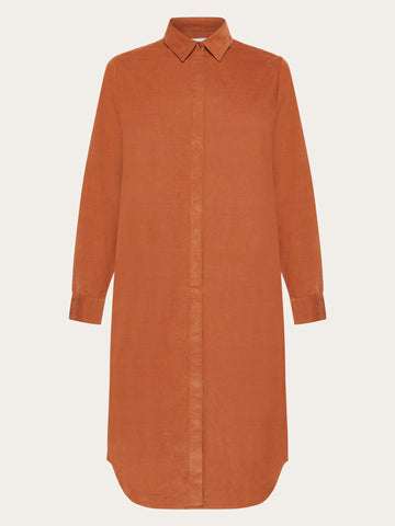 KnowledgeCotton Apparel - WMN Corduroy shirt dress Dresses 1426 Mocha Bisque