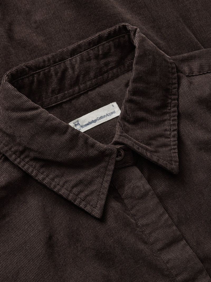KnowledgeCotton Apparel - WMN Corduroy shirt dress Dresses 1487 Chocolate Torte