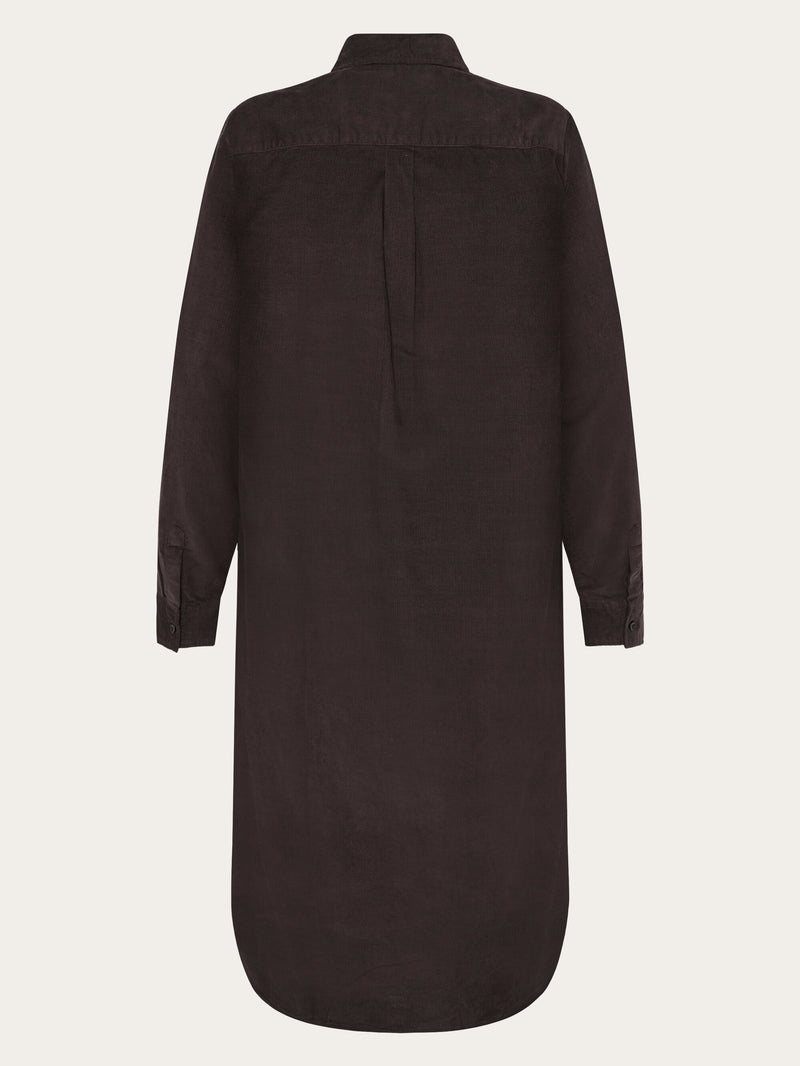 KnowledgeCotton Apparel - WMN Corduroy shirt dress Dresses 1487 Chocolate Torte