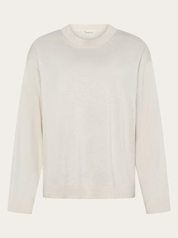 KnowledgeCotton Apparel - WMN Cotton-blend sweater Knits 1387 Egret