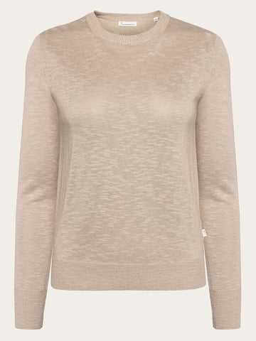 KnowledgeCotton Apparel - WMN Crew neck knit Tencel™ Knits 1228 Light feather gray