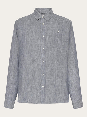 KnowledgeCotton Apparel - MEN Custom fit linen shirt Shirts 1226 Vintage Indigo