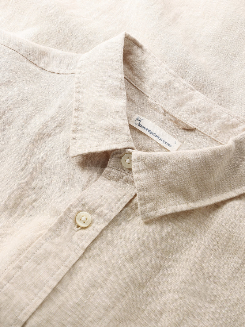KnowledgeCotton Apparel - MEN Custom fit linen shirt Shirts 1449 Yarndyed - Light feather gray