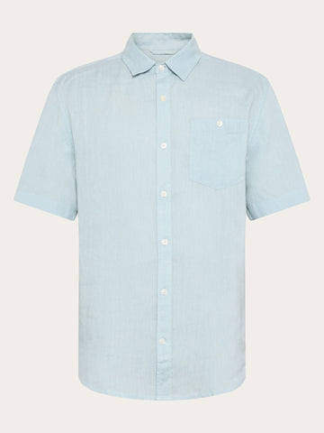 KnowledgeCotton Apparel - MEN Custom fit linen short sleeve shirt Shirts 1009 Skyway