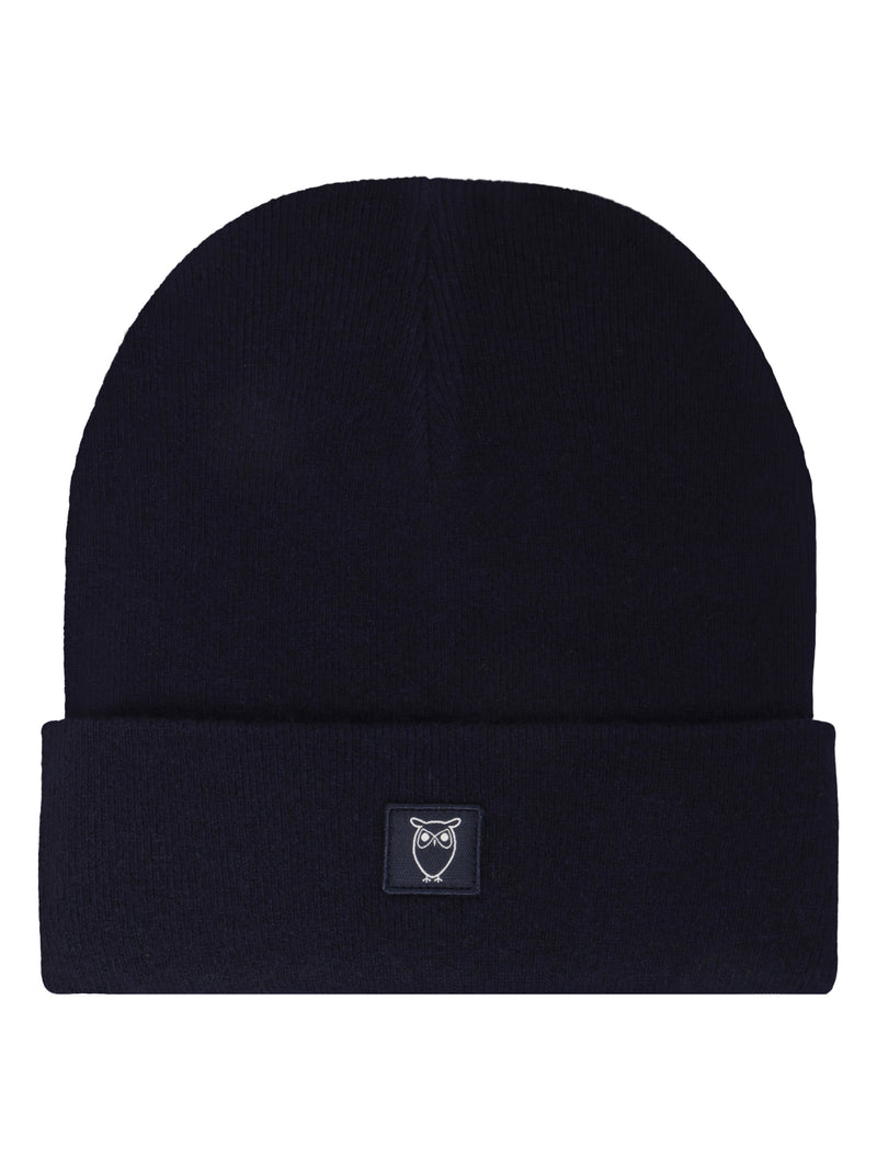 KnowledgeCotton Apparel - UNI Double layer wool beanie Hats 1001 Total Eclipse