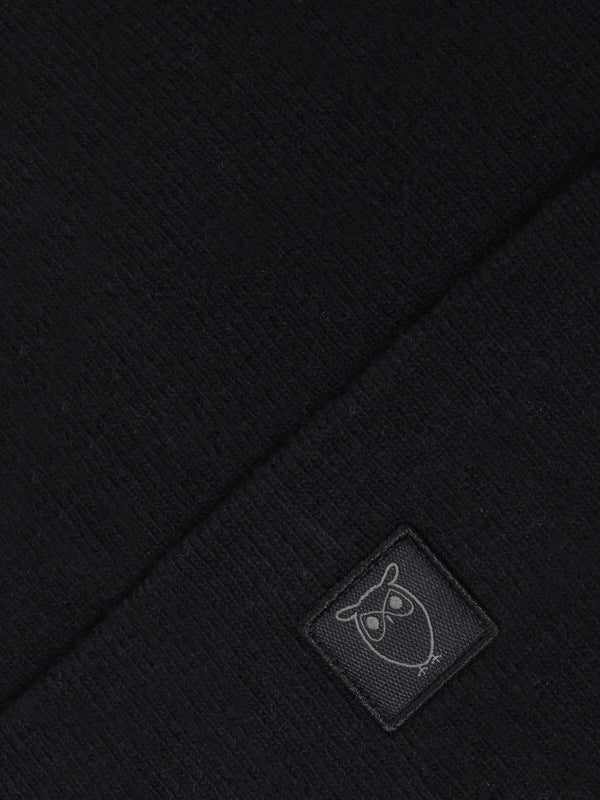 KnowledgeCotton Apparel - UNI Double layer wool beanie Hats 1300 Black Jet
