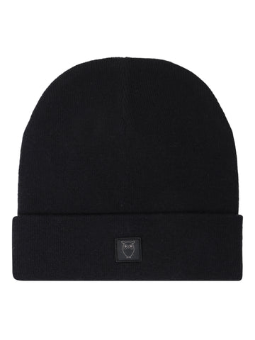 KnowledgeCotton Apparel - MEN Double layer wool beanie Hats 1300 Black Jet