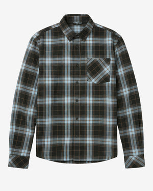 KnowledgeCotton Apparel - MEN Dune regular check flannel shirt Shirts 7023 Green check