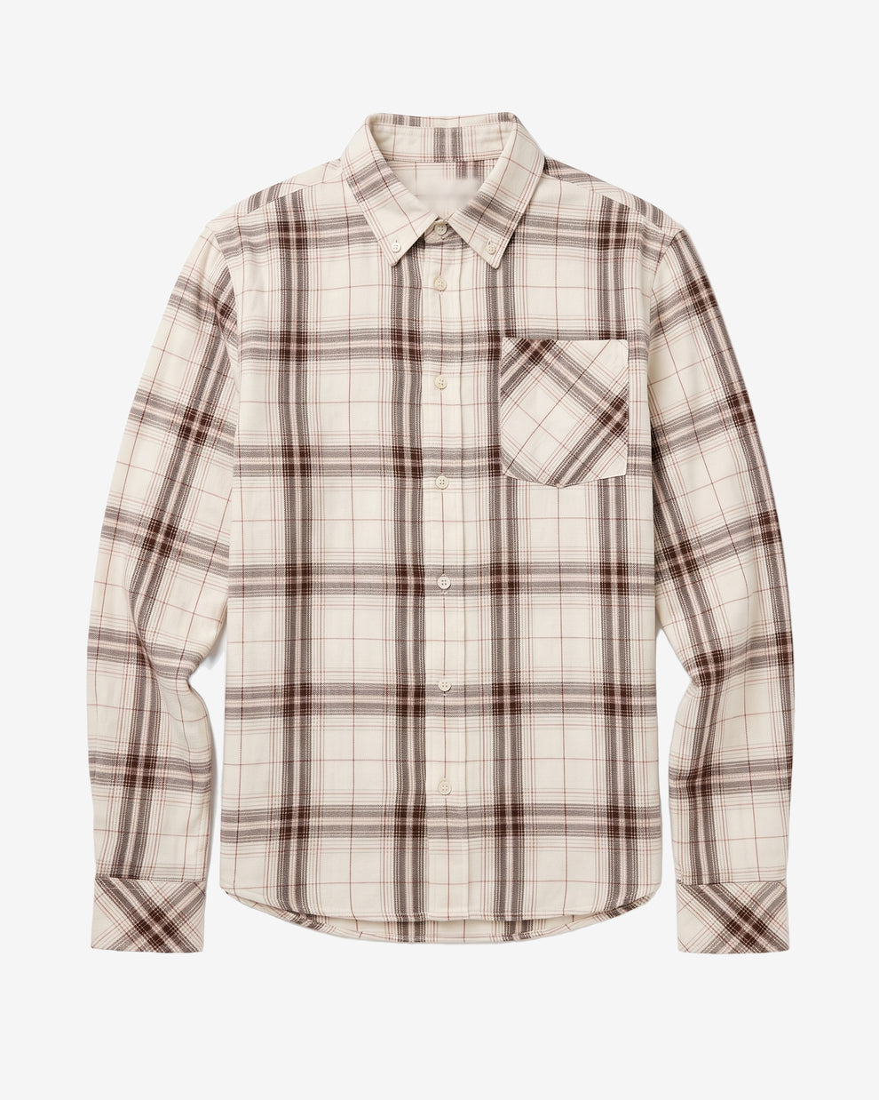KnowledgeCotton Apparel - MEN Dune regular check flannel shirt Shirts 7033 Creme check