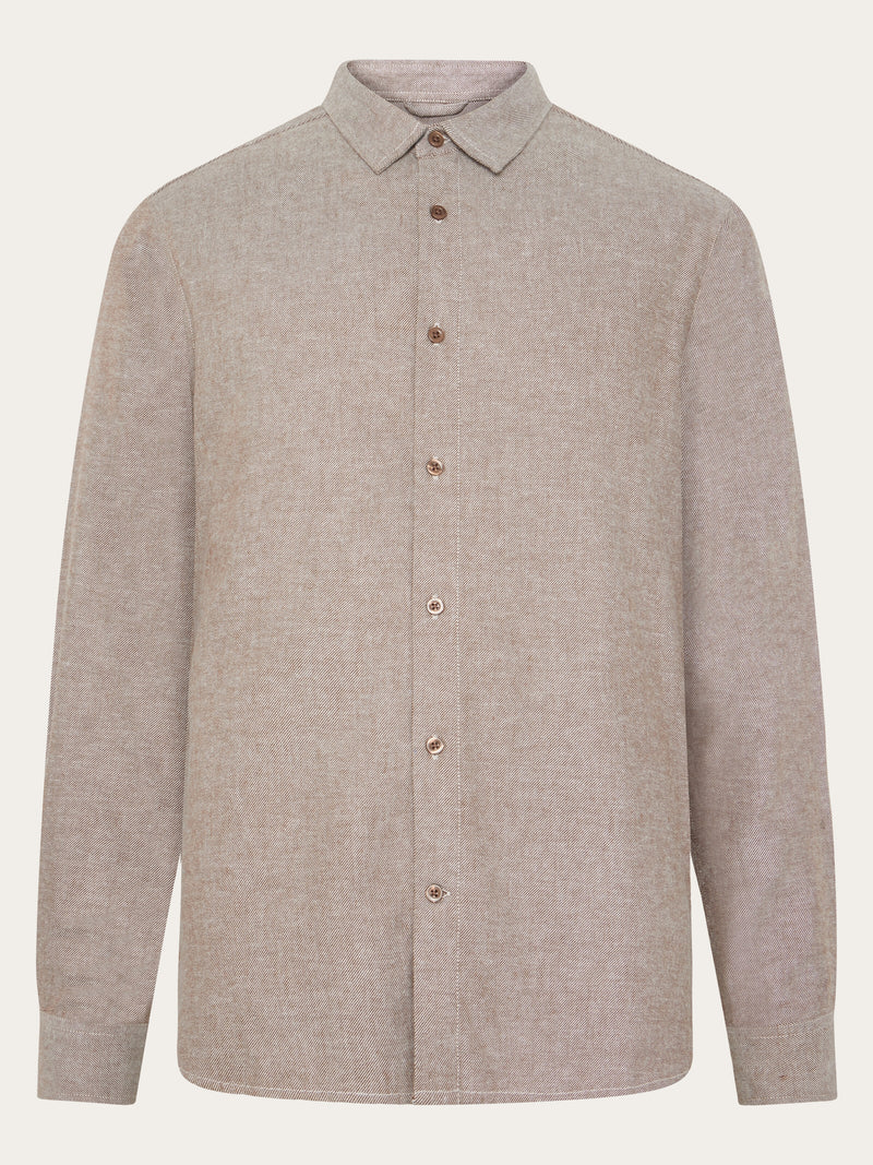KnowledgeCotton Apparel - MEN Dune regular flannel shirt Shirts 1243 Demitasse (brown)