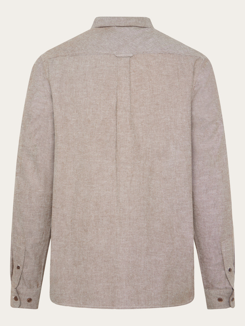 KnowledgeCotton Apparel - MEN Dune regular flannel shirt Shirts 1243 Demitasse (brown)