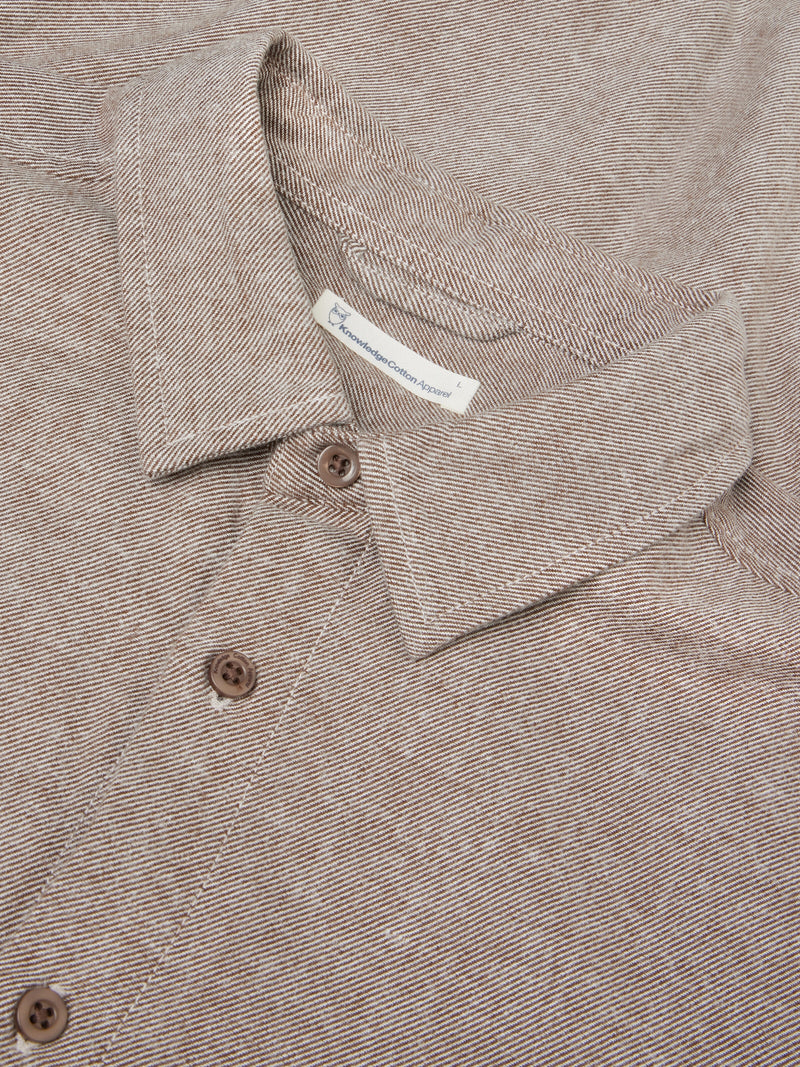 KnowledgeCotton Apparel - MEN Dune regular flannel shirt Shirts 1243 Demitasse (brown)