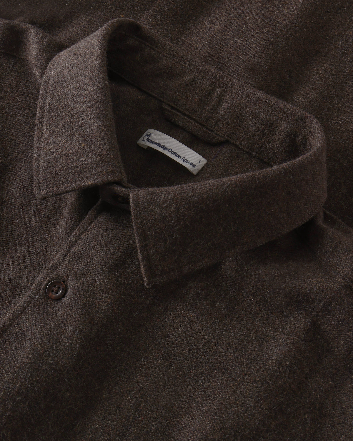 KnowledgeCotton Apparel - MEN Dune regular flannel shirt Shirts 1487 Chocolate Torte