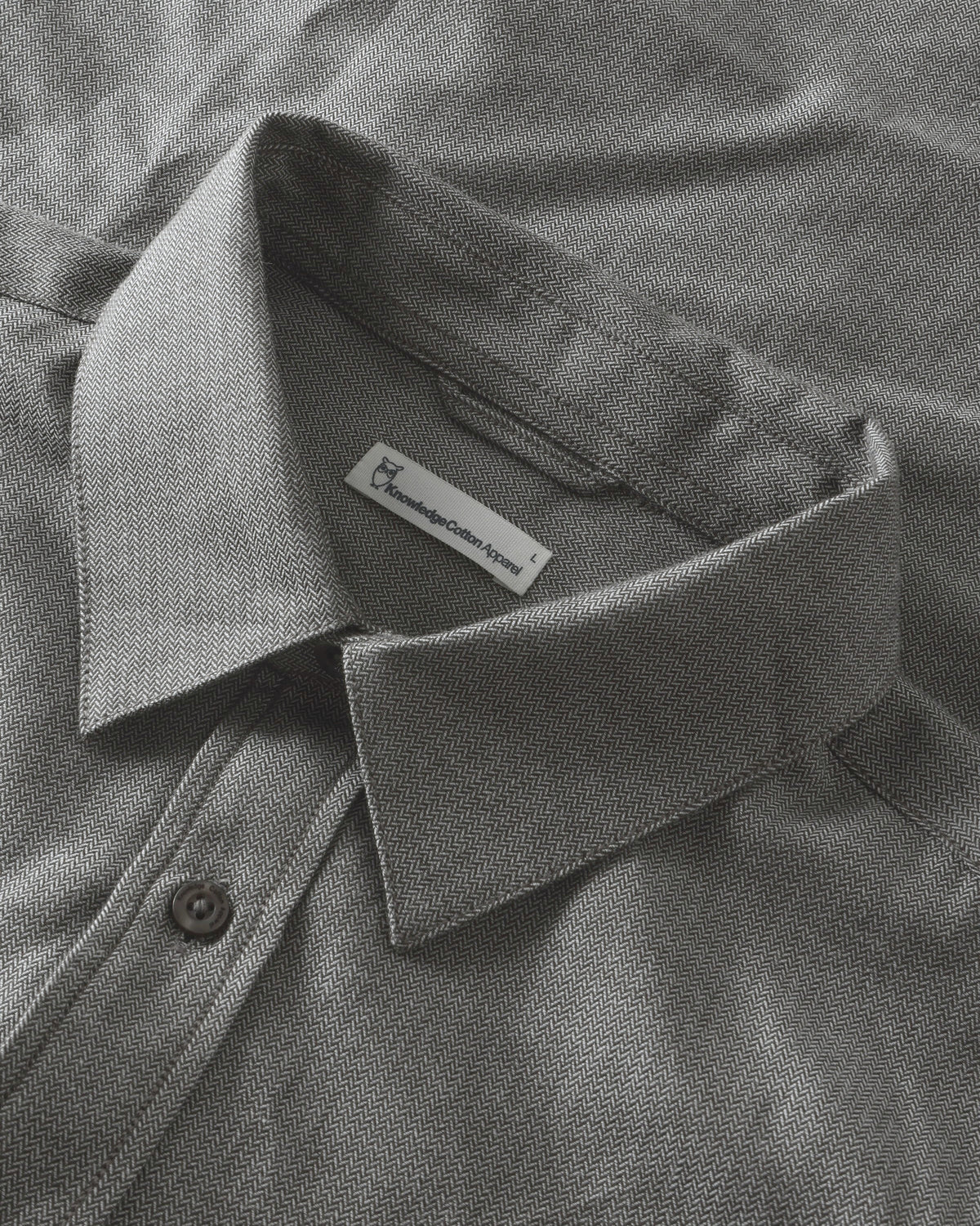 KnowledgeCotton Apparel - MEN Dune regular herringbone shirt Shirts 1487 Chocolate Torte