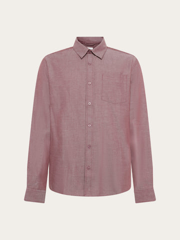 KnowledgeCotton Apparel - MEN Dune regular herringbone shirt Shirts 1500 Burgundy