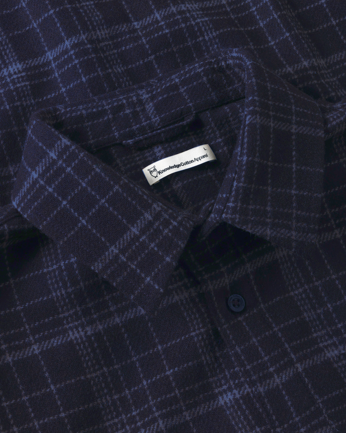 KnowledgeCotton Apparel - MEN Dune regular merino check shirt Shirts 7036 Navy