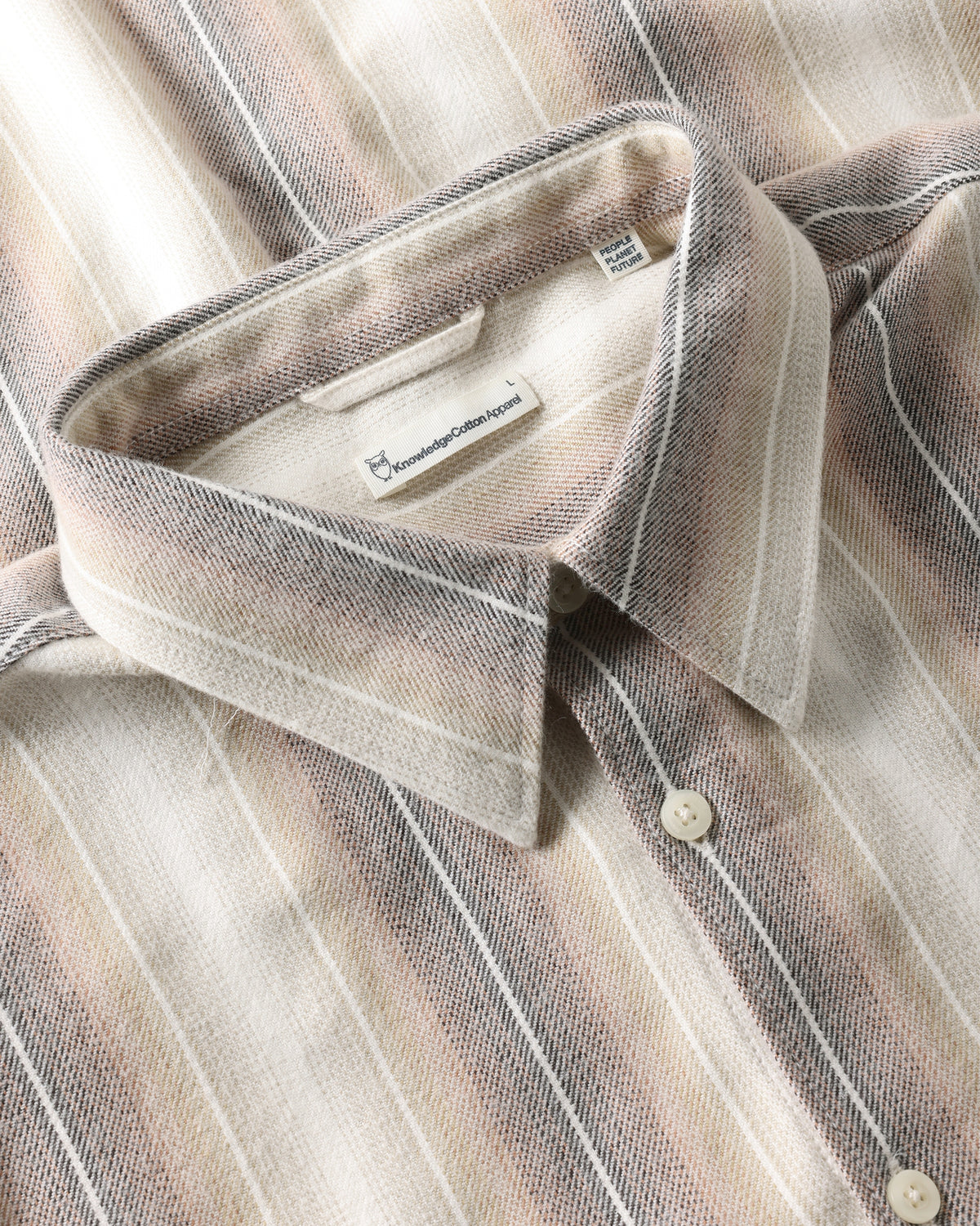 KnowledgeCotton Apparel - MEN Dune regular stripe shirt Shirts 8033 Creme Stripe