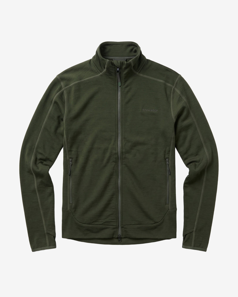 KnowledgeCotton Apparel - WMN Dynamic wool fleece full zip Fleeces 1090 Forest Night