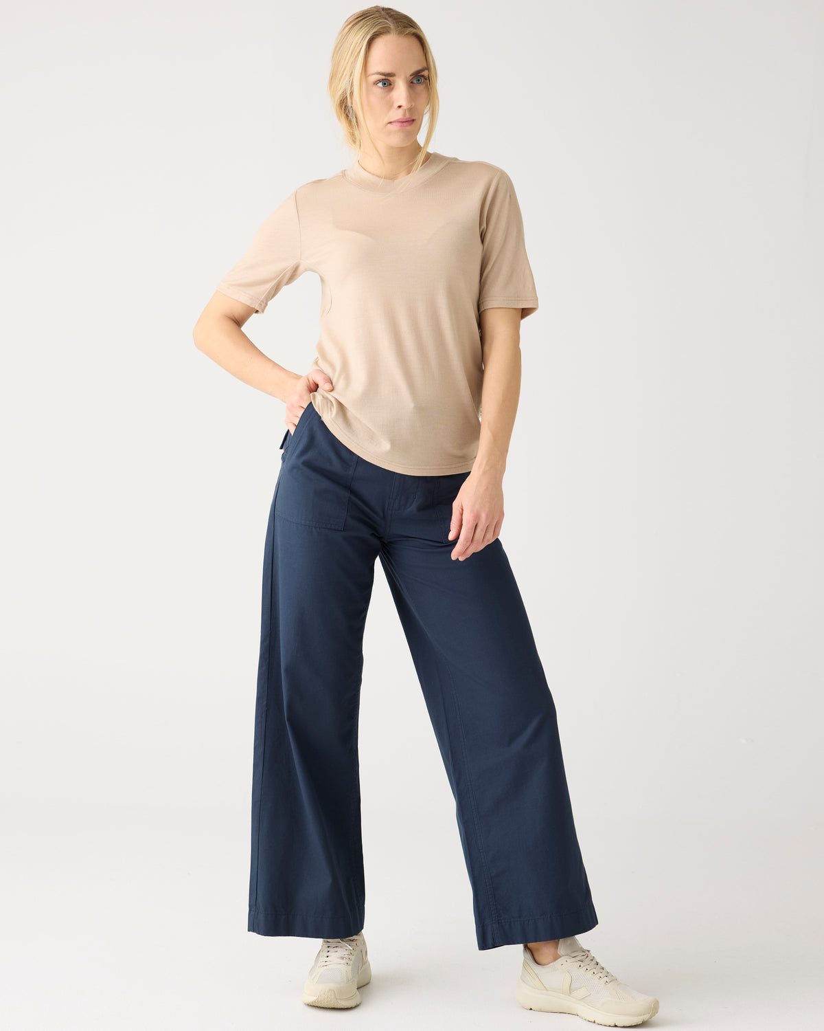 KnowledgeCotton Apparel - WMN Dynamic wool t-shirt T-shirts 1228 Light feather gray