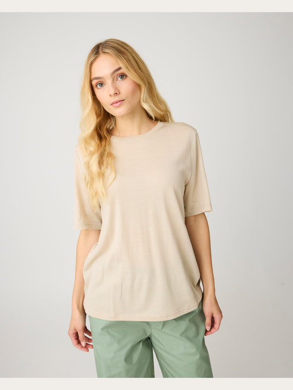 KnowledgeCotton Apparel - WMN Dynamic wool t-shirt T-shirts 1228 Light feather gray