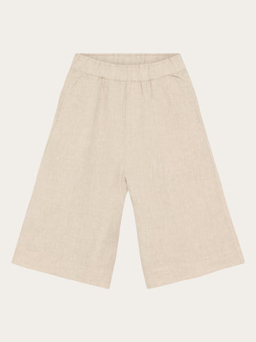 KnowledgeCotton Apparel - WMN Eve wide linen culotte shorts Shorts 1449 Yarndyed - Light feather gray