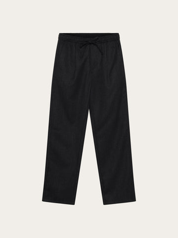 KnowledgeCotton Apparel - MEN Fig comfort wool pants Pants 1073 Dark Grey Melange