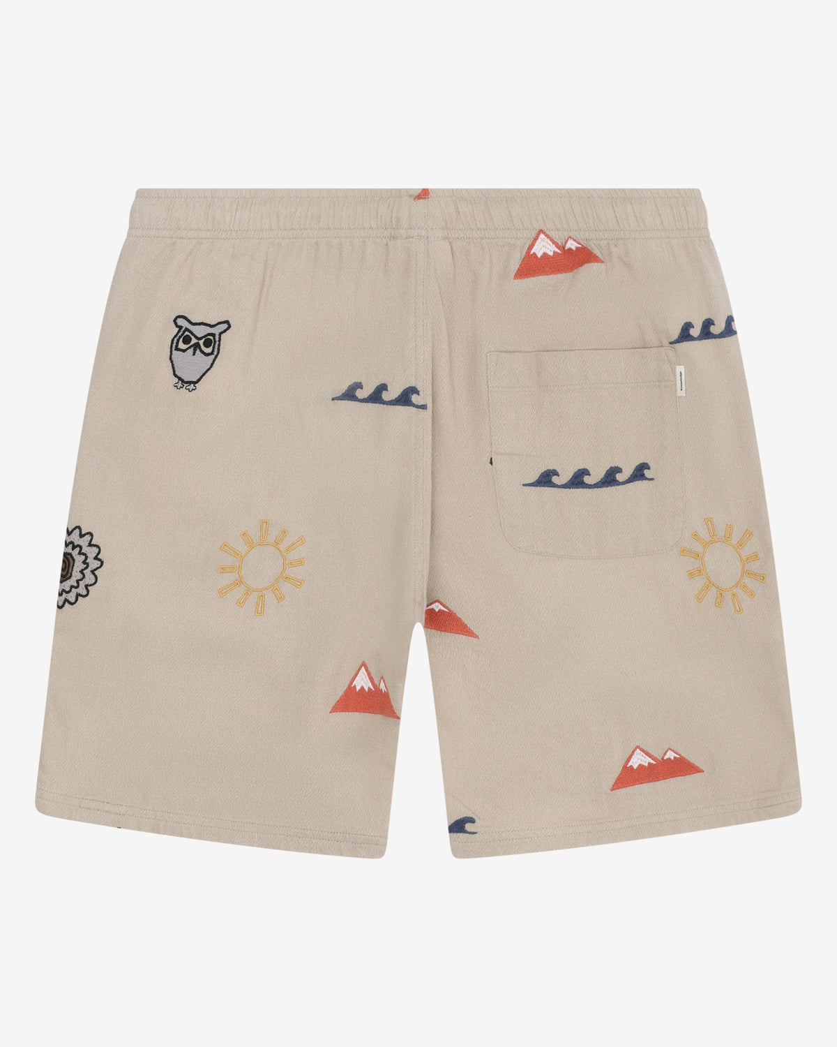 KnowledgeCotton Apparel - MEN Fig loose embroidery shorts Shorts 1228 Light feather gray