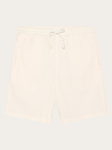 KnowledgeCotton Apparel - MEN Fig loose seersucker shorts Shorts 1387 Egret