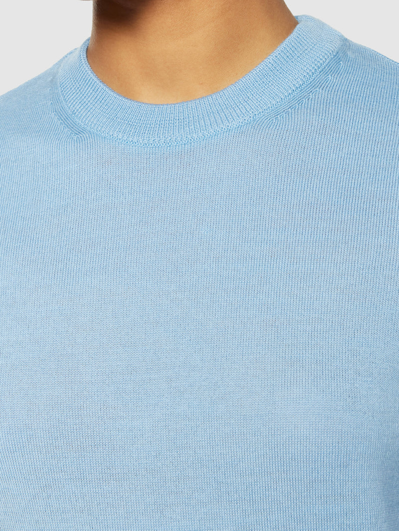 KnowledgeCotton Apparel - WMN Fine merino crew neck - RWS Knits 1463 Glacier Lake