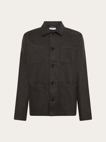 KnowledgeCotton Apparel - MEN Flannel overshirt Overshirts 1090 Forest Night