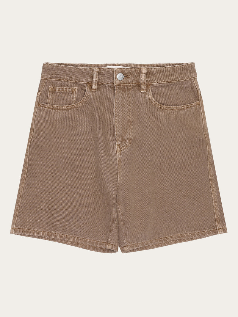 KnowledgeCotton Apparel - WMN GALE straight mid-rise twill 5-pocket shorts - GOTS/Vegan Shorts 1441 Tiramisu