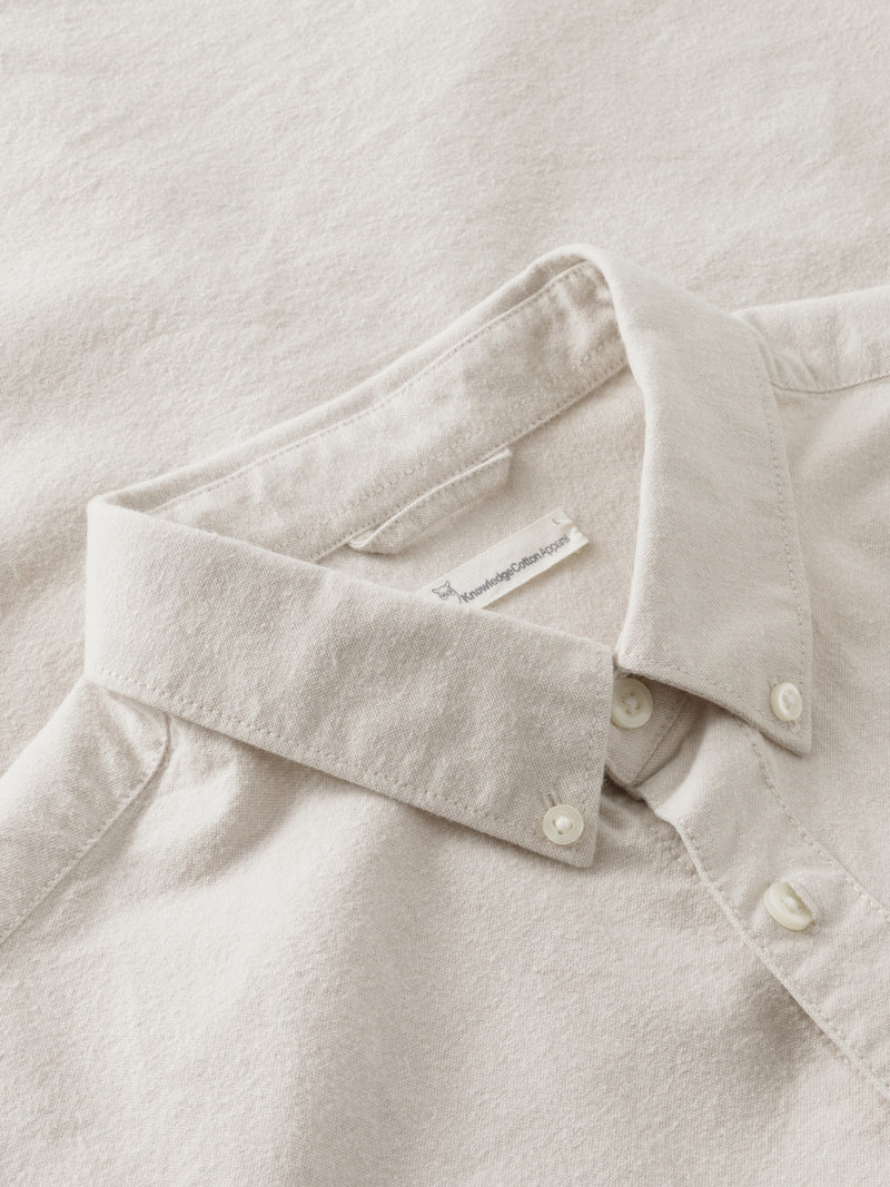 KnowledgeCotton Apparel - MEN Harald Small Owl Oxford Regular Fit Shirt - GOTS/Vegan Shirts 1228 Light feather gray