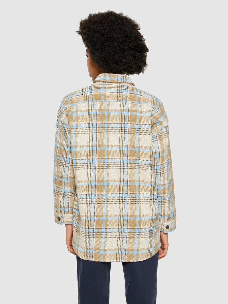 KnowledgeCotton Apparel - WMN Heavy flannel check overshirt - GOTS/Vegan Overshirts 7030 Beige check