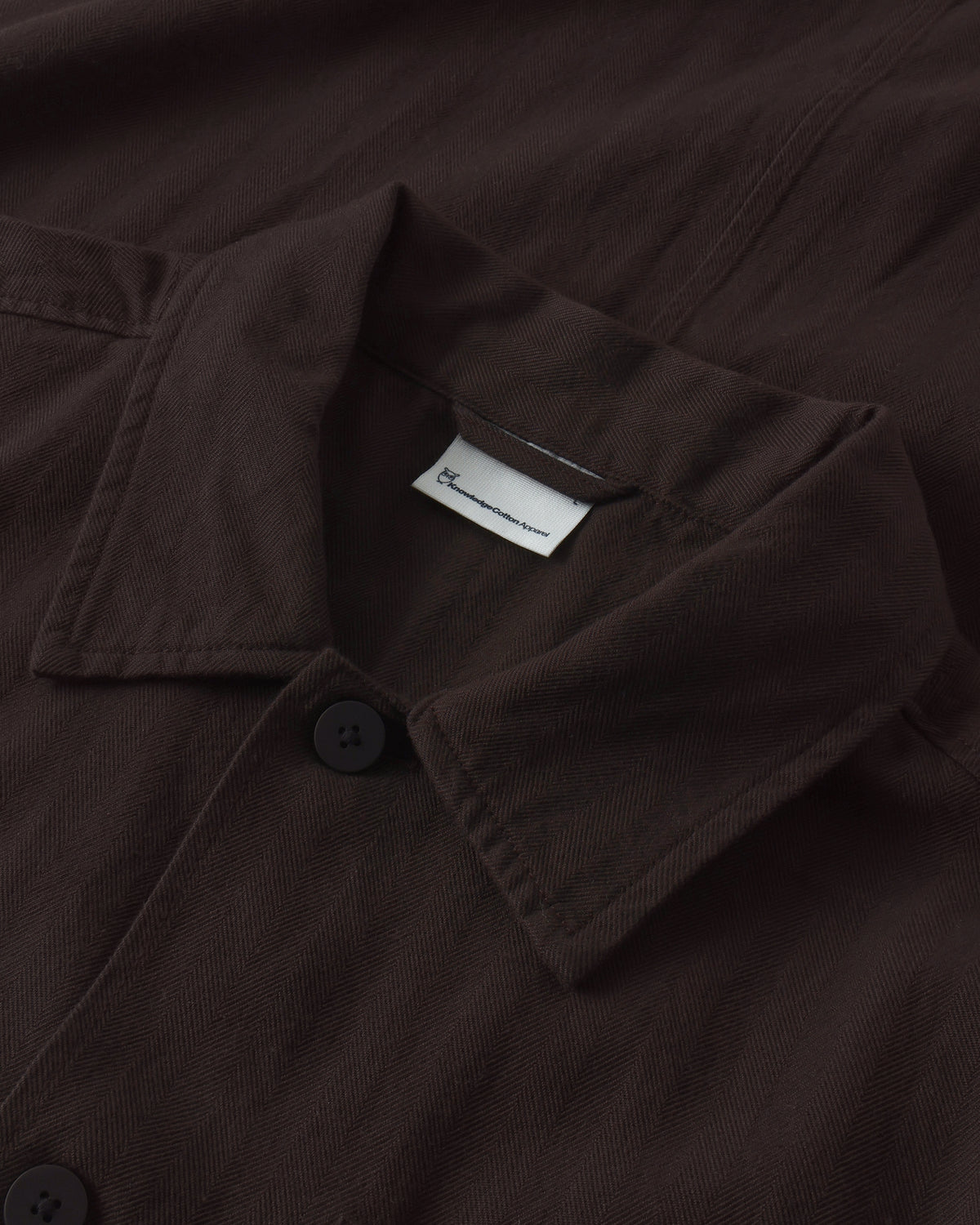 KnowledgeCotton Apparel - MEN Herringbone overshirt Overshirts 1487 Chocolate Torte