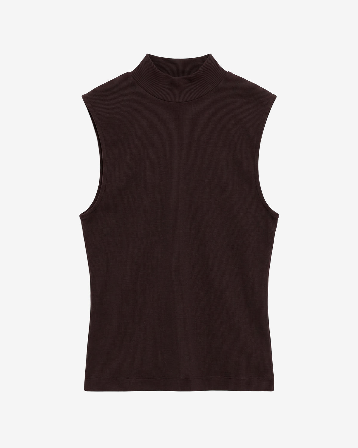 KnowledgeCotton Apparel - WMN High neck rib top T-shirts 1487 Chocolate Torte