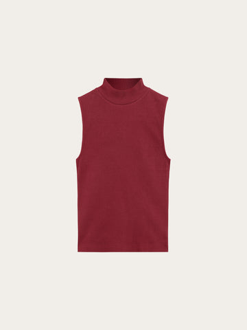 KnowledgeCotton Apparel - WMN High neck rib top T-shirts 1500 Burgundy